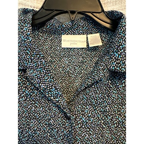 Worthington Petite Short-Sleeve Button-Up Shirt Size LP - Picture 2 of 5